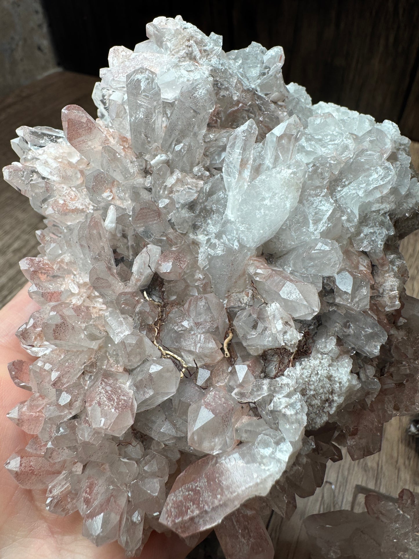 Pink and Silver Lemurian Quartz Clusters — Lot A