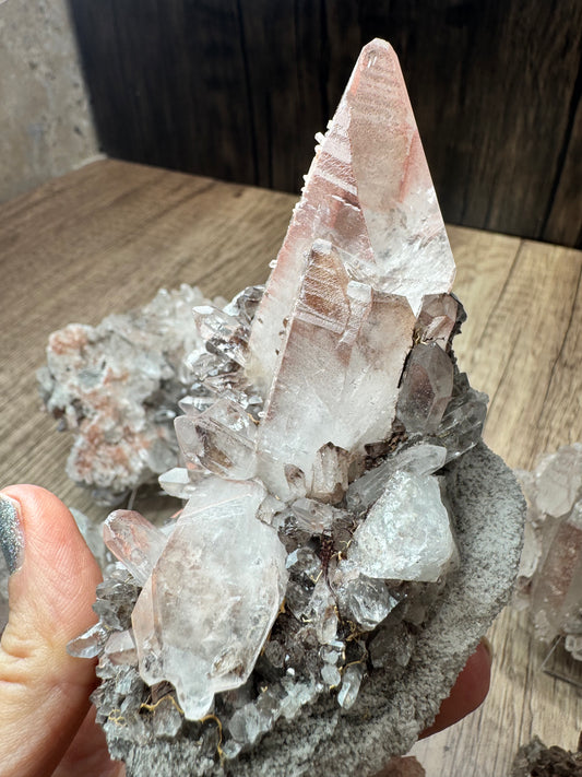 Pink and Silver Lemurian Quartz Clusters — Lot B