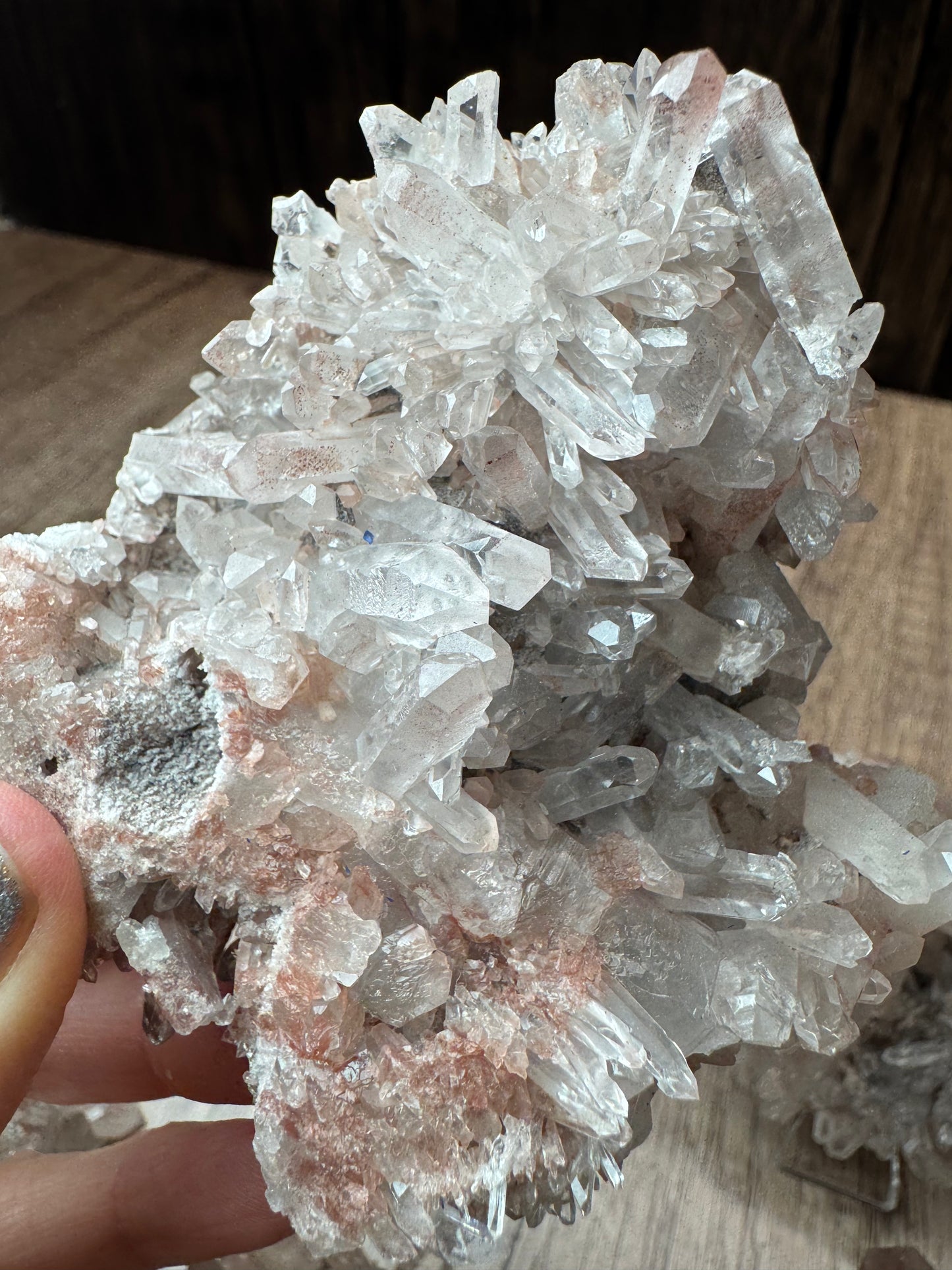 Pink and Silver Lemurian Quartz Clusters — Lot B