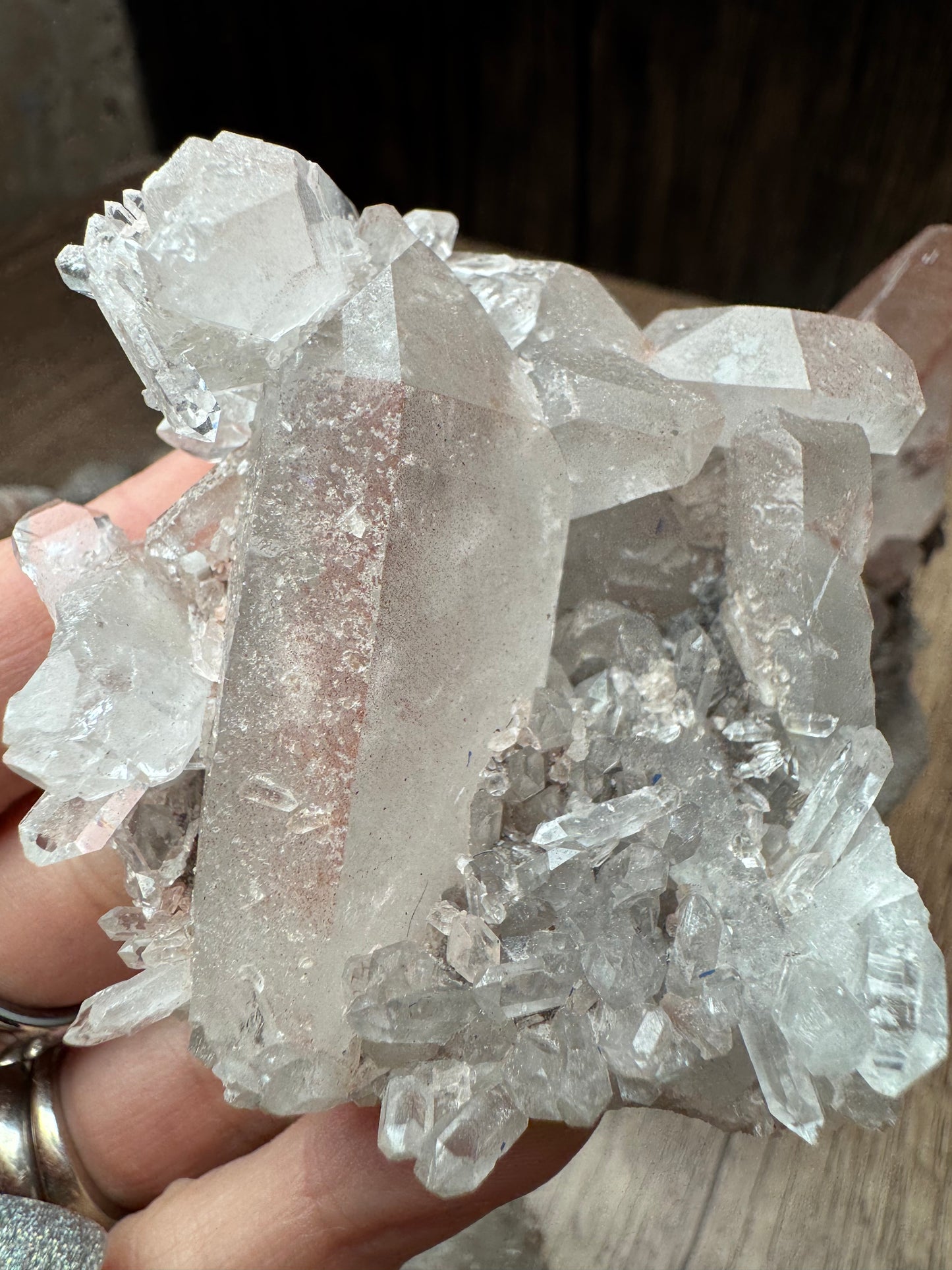 Pink and Silver Lemurian Quartz Clusters — Lot B
