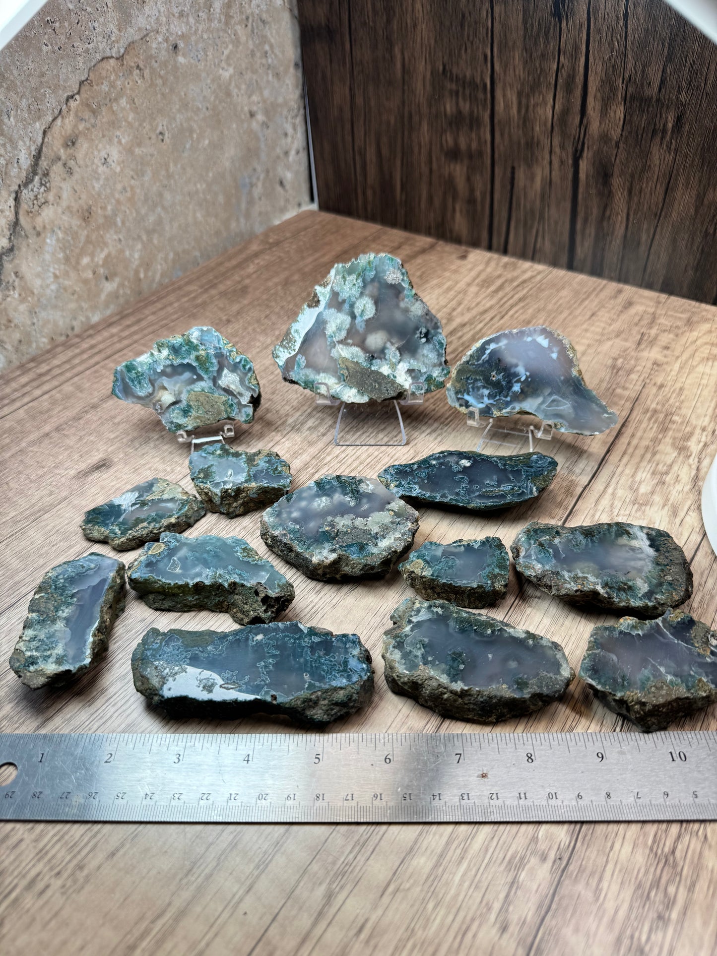 Blue-Green Moss Agate Slabs — Lot A