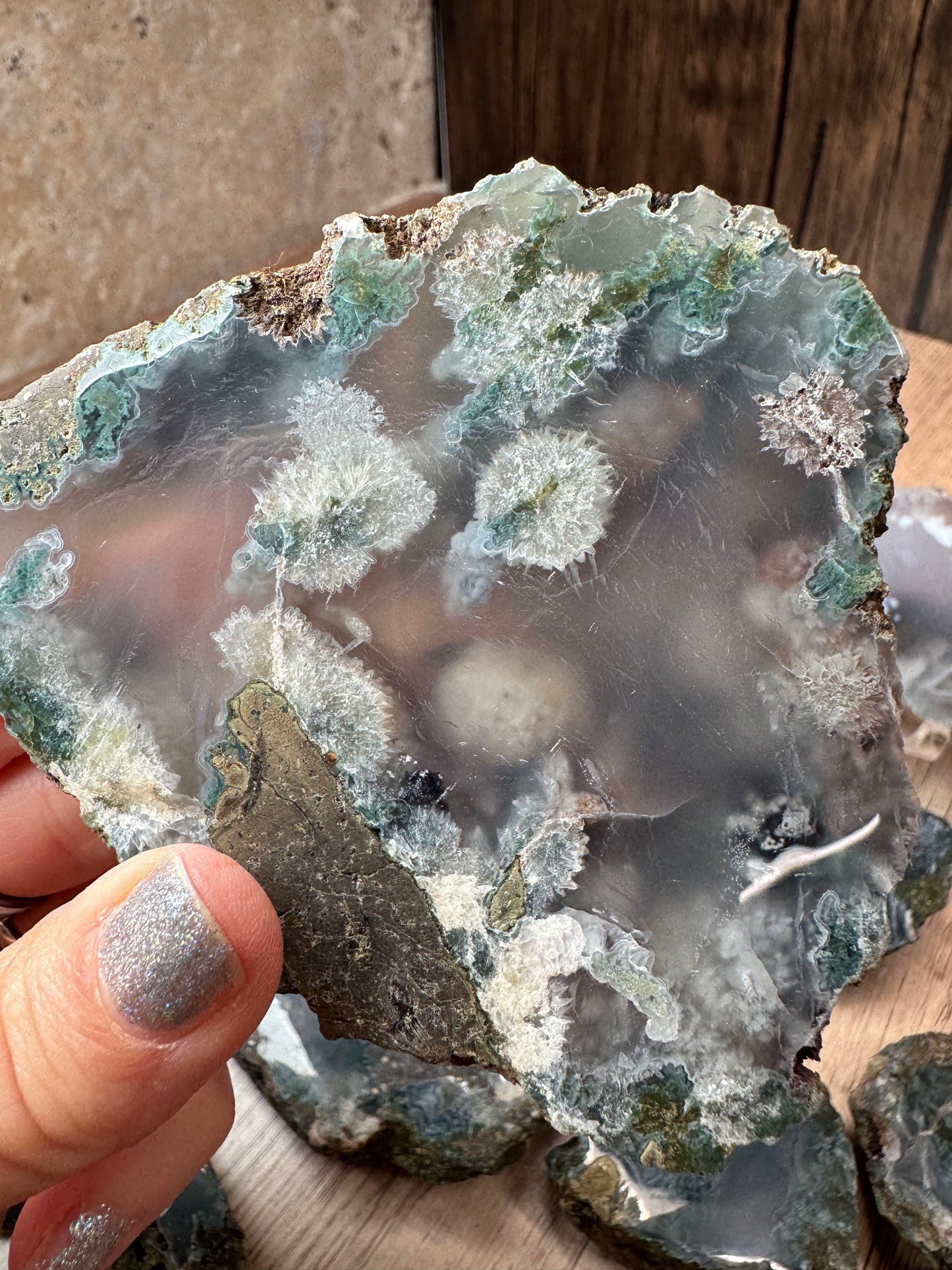 Blue-Green Moss Agate Slabs — Lot A