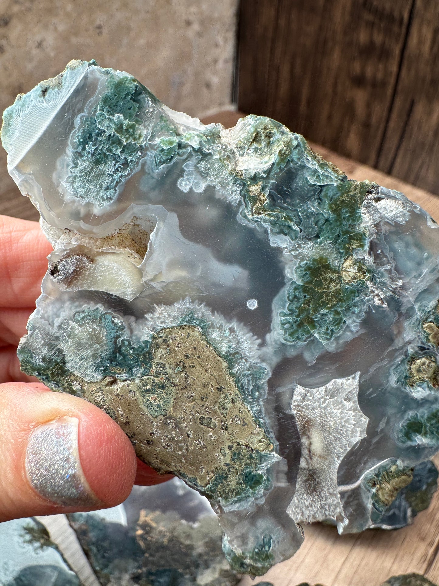 Blue-Green Moss Agate Slabs — Lot A