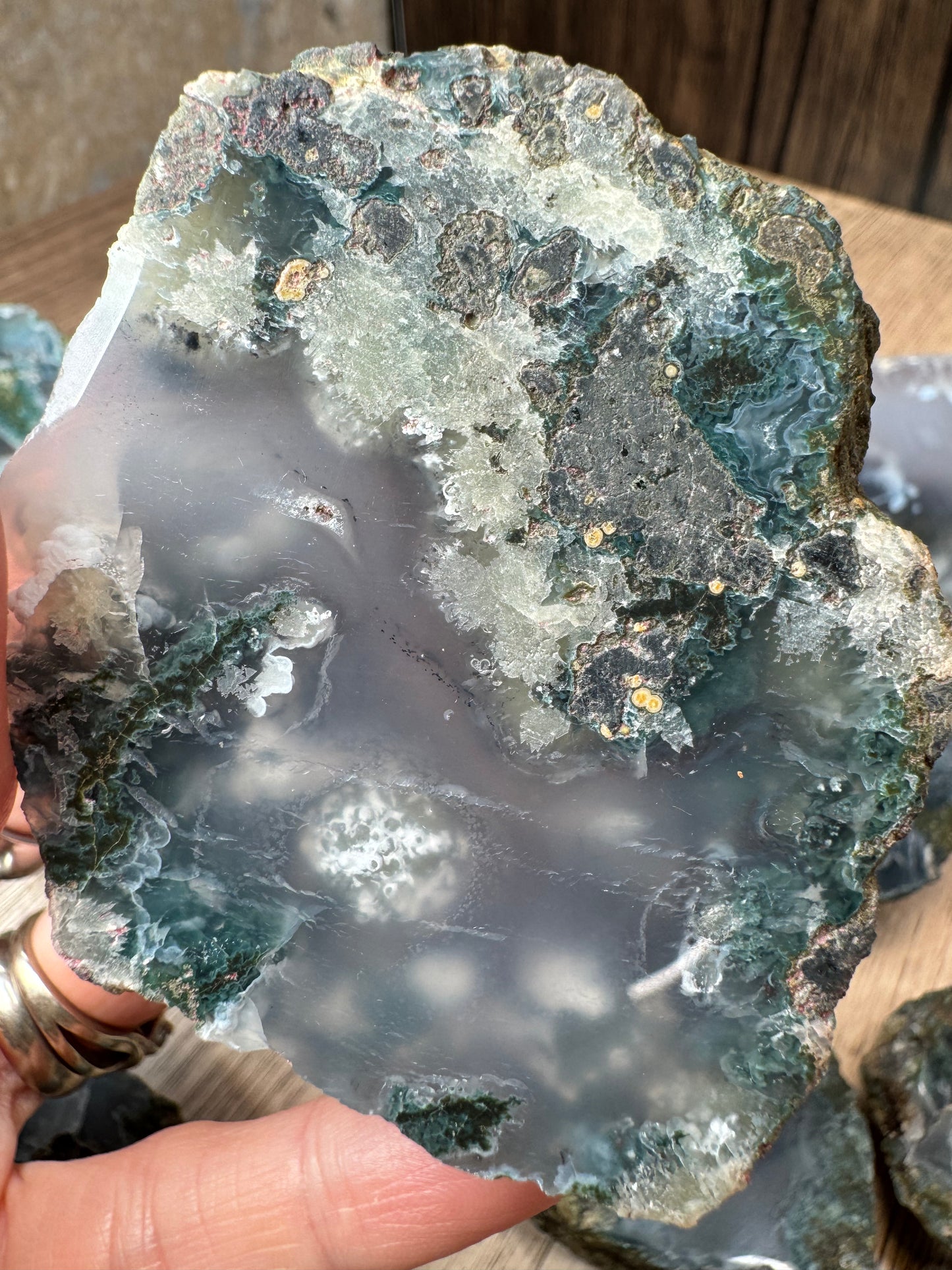Blue-Green Moss Agate Slabs — Lot A