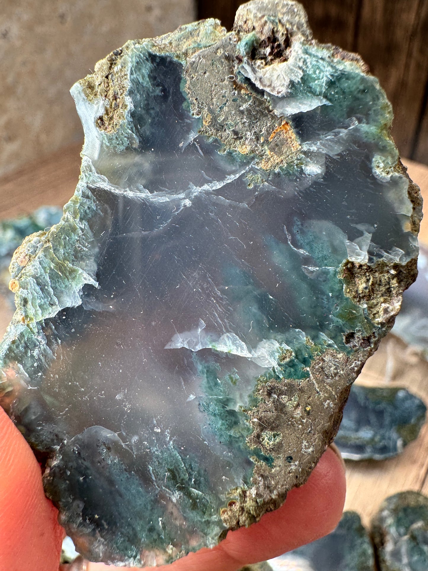 Blue-Green Moss Agate Slabs — Lot A