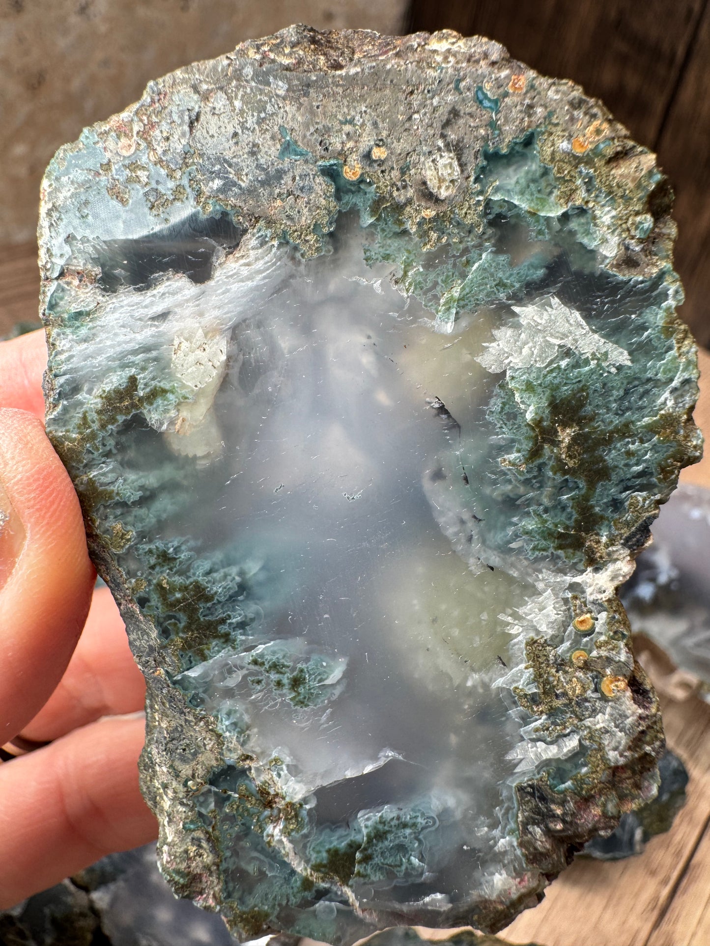 Blue-Green Moss Agate Slabs — Lot A