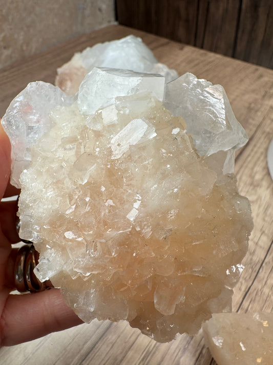 Blush Pink Stilbite with Apophyllite — Lot B