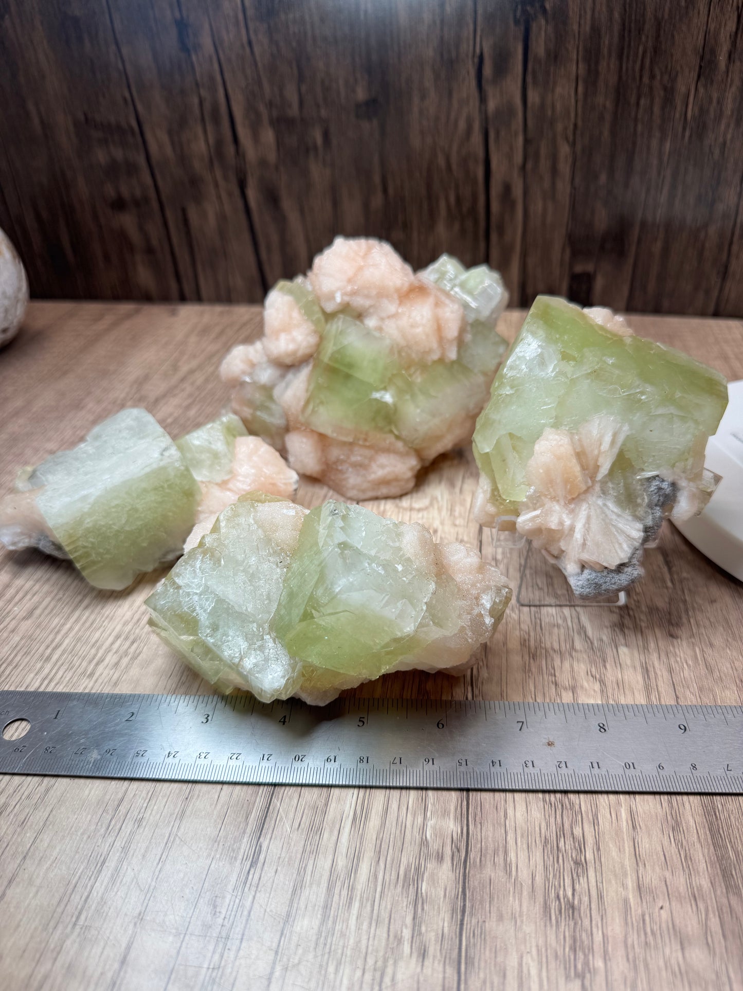 Cubic Green Apophyllite with Peach Stilbite — Lot A